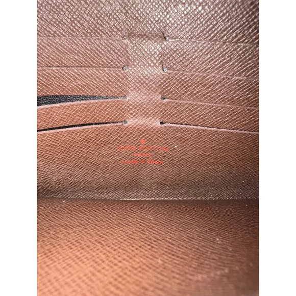 Louis Vuitton Damier Ebene Long Wallet Push Lock Clutch Style Brown Checkered - Picture 11 of 16
